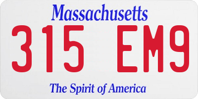 MA license plate 315EM9