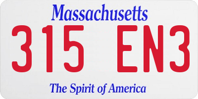 MA license plate 315EN3