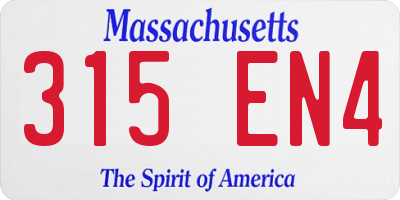 MA license plate 315EN4