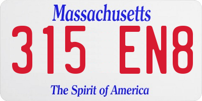 MA license plate 315EN8