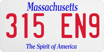 MA license plate 315EN9