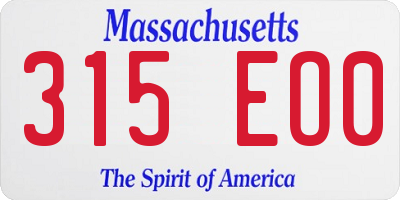 MA license plate 315EO0
