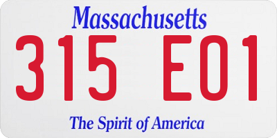 MA license plate 315EO1