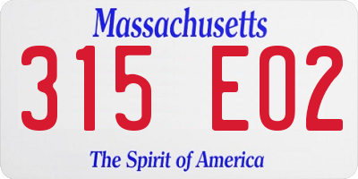 MA license plate 315EO2