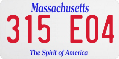 MA license plate 315EO4