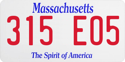 MA license plate 315EO5