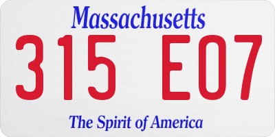 MA license plate 315EO7