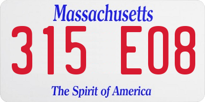 MA license plate 315EO8