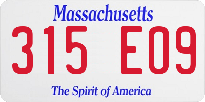 MA license plate 315EO9
