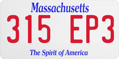 MA license plate 315EP3
