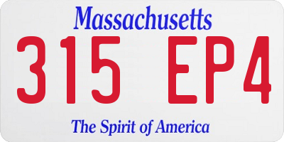 MA license plate 315EP4