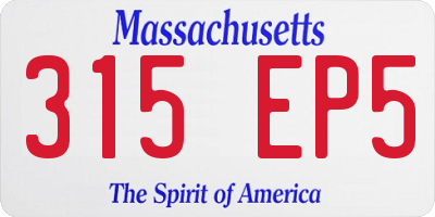 MA license plate 315EP5