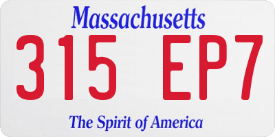 MA license plate 315EP7