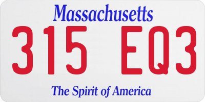 MA license plate 315EQ3