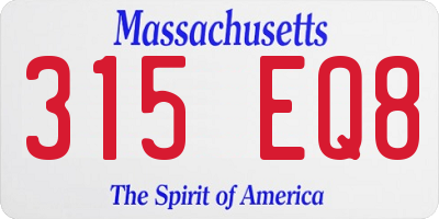 MA license plate 315EQ8