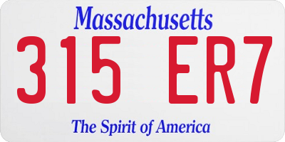 MA license plate 315ER7