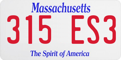MA license plate 315ES3
