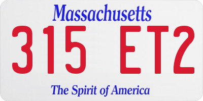 MA license plate 315ET2