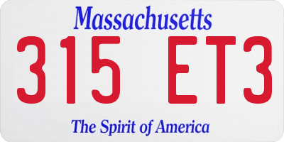MA license plate 315ET3
