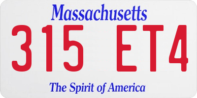 MA license plate 315ET4