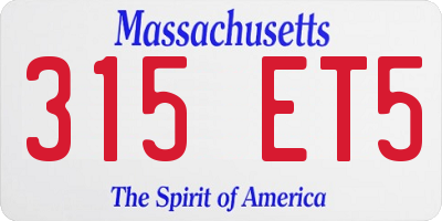 MA license plate 315ET5