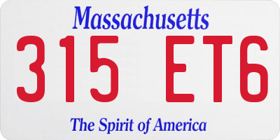 MA license plate 315ET6