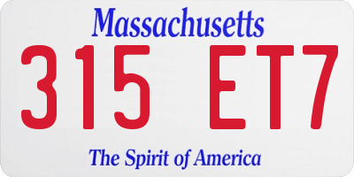 MA license plate 315ET7