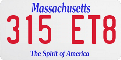 MA license plate 315ET8