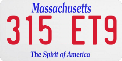 MA license plate 315ET9