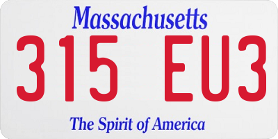 MA license plate 315EU3