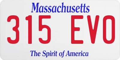 MA license plate 315EV0