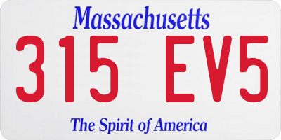 MA license plate 315EV5