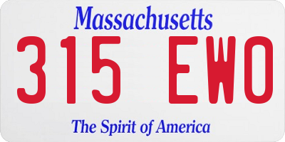 MA license plate 315EW0