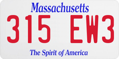 MA license plate 315EW3