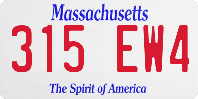 MA license plate 315EW4