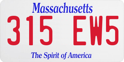 MA license plate 315EW5