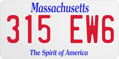 MA license plate 315EW6