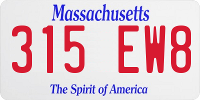 MA license plate 315EW8