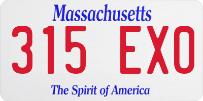 MA license plate 315EX0