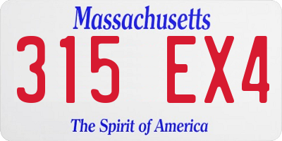 MA license plate 315EX4
