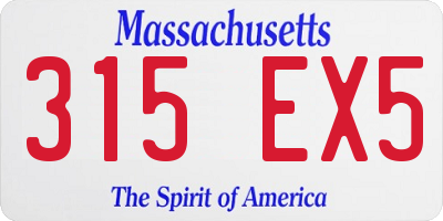 MA license plate 315EX5