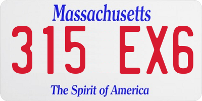 MA license plate 315EX6