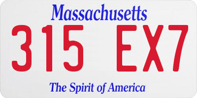 MA license plate 315EX7