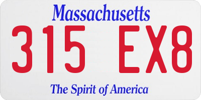 MA license plate 315EX8
