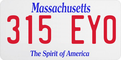 MA license plate 315EY0