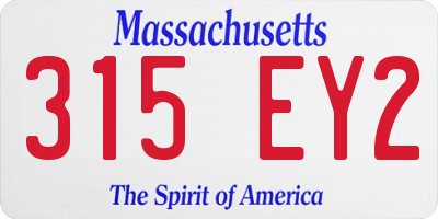 MA license plate 315EY2