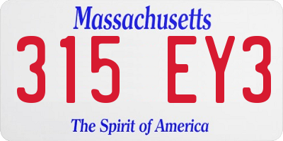 MA license plate 315EY3