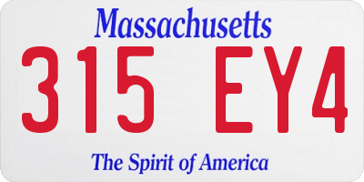 MA license plate 315EY4