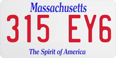 MA license plate 315EY6
