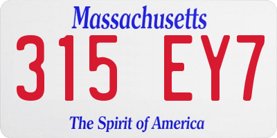 MA license plate 315EY7